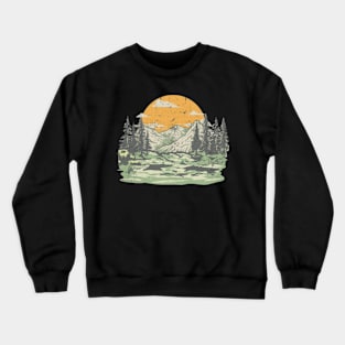 Wildlife Trees Outdoors hiking camping Nature Retro Forest Crewneck Sweatshirt